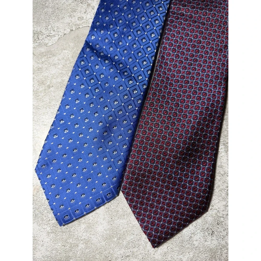 Nautica Tie Mens OS Multicolor 100% Silk Geometric Pointed Necktie Lot of 2 Set
